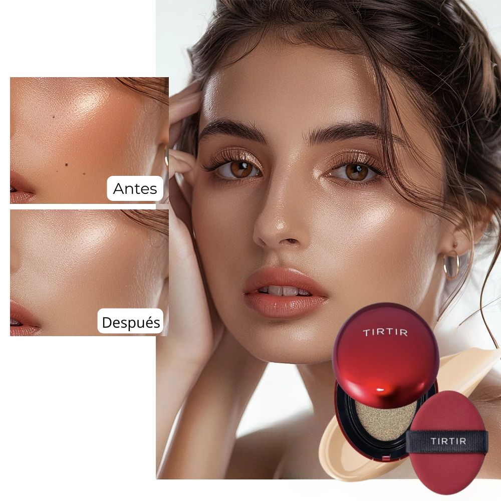 Base Cushion Aclarante TIRTIR – Protección Solar y Maquillaje de Larga Duración